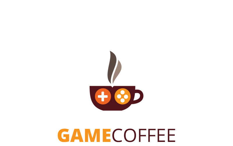 Download Шаблон логотипа "Game Coffee - Logo Template" / Game Coffee - Logo Template - Шаблон логотипа на тему графика coffee shops time vending machine computer games game parlour zone for kids hot coffee kitty parties tea and tea party