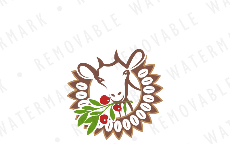 Download Шаблон логотипа "Goat & Coffee Branch Logo Template" / Goat & Coffee Branch Logo Template - Шаблон логотипа на тему графика leaf bean coffee drink branch emblem goat legend kaldi goatherd caf&amp;atilde;&amp;copy; beverage logo design template restaurant aroma natural organic farm