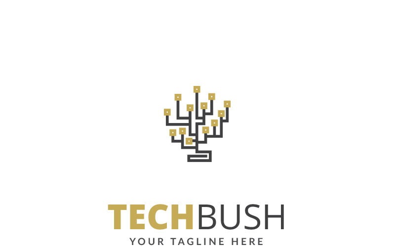 Download Шаблон логотипа "Tech Bush - Logo Template" / Tech Bush - Logo Template - Шаблон логотипа на тему графика 2018 logo bussiness company creative developer emblem logotype modern new professional project simple startup studio technology tree trend unique vector
