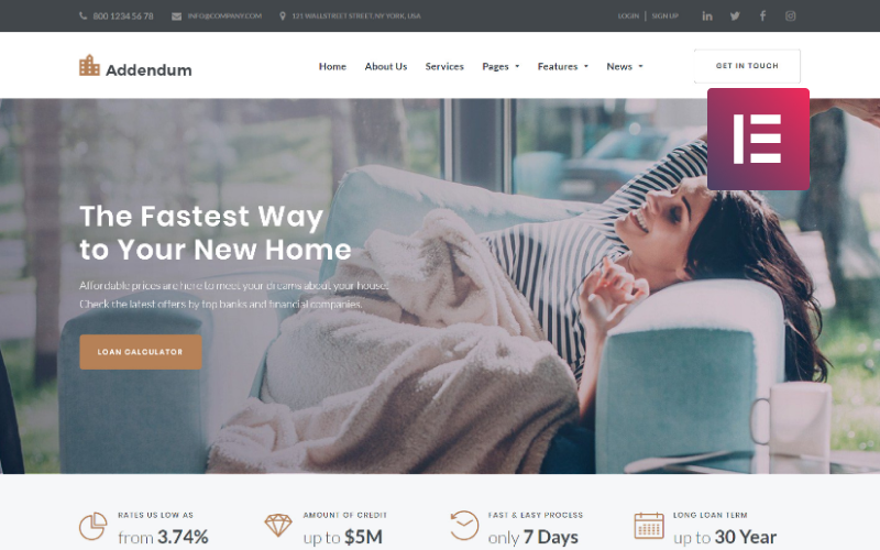 ипотечная компания wordpress elementor theme
