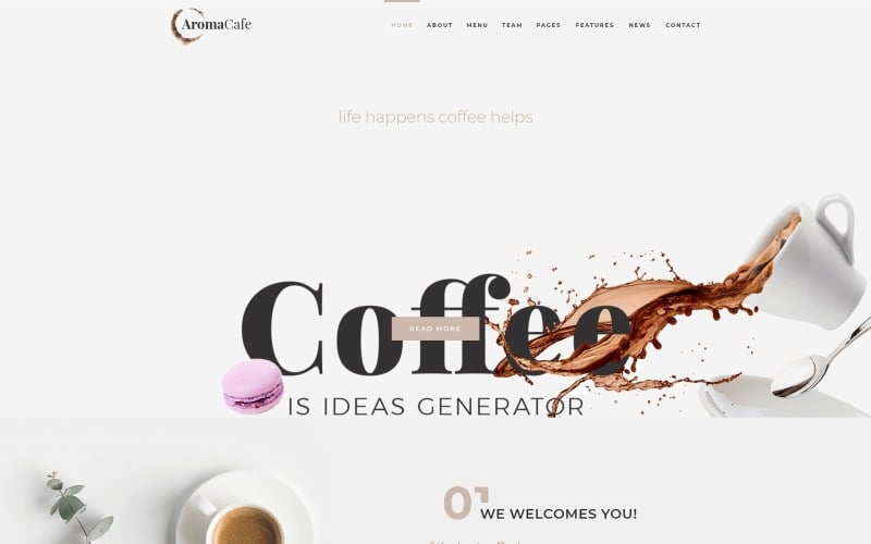кофейня wordpress elementor тема