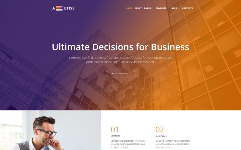 современный бизнес советник wordpress elementor theme