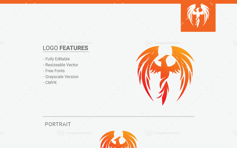 Download Шаблон логотипа "Phoenix Logo Template" / Phoenix Logo Template - Шаблон логотипа на тему графика bird logo brand branding corporate fire flat flow fly freedom immortality luxurious majestic modern mythology orange phoenix rebirth red regal