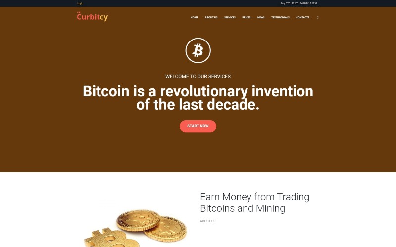 bitcoin landing wordpress elementor theme