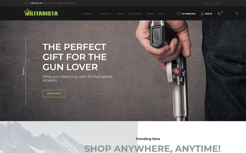 оружейный магазин prestashop тема