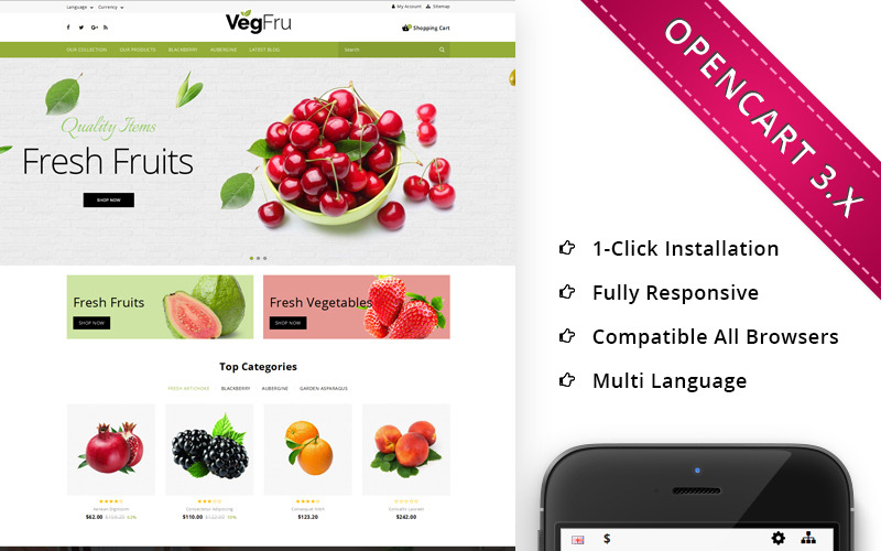 шаблон opencart vegfru organic store