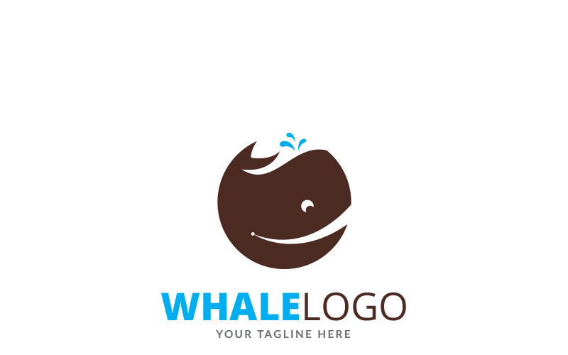 Download Шаблон логотипа "Whale Logo Template" / Whale Logo Template - Шаблон логотипа на тему графика animal beast big blue business cartoon character cool cute fish fun large logo mammal marine modern ocean print professional sea