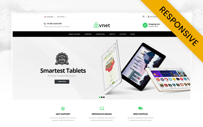шаблон opencart магазина электроники avnet