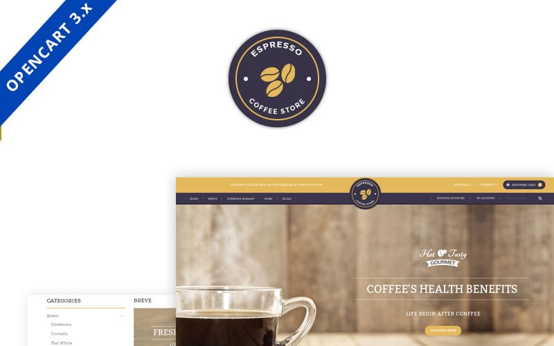 expresso кофе отзывчивый шаблон opencart