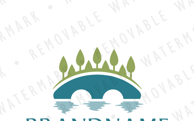 Download Шаблон логотипа "M Garden Bridge Logo Template" / M Garden Bridge Logo Template - Шаблон логотипа на тему графика tree water letter m river bridge arch garden crossing connection link consulting logo design template landscaping spa resort park realty