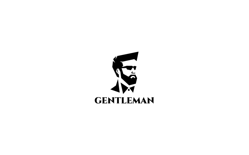 Download Шаблон логотипа для барбершопа / Beard Logo Template - Шаблон логотипа на тему графика fashion style stylist bald beard logo big man black bold book business clear creative face geek glasses head human nerd,gentleman,int,smoking,beard,sunglass,stylist,style,unique,minimal,cool,
