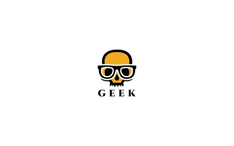 Download Шаблон логотипа "Geek Skull Logo Template" / Geek Skull Logo Template - Шаблон логотипа на тему графика geek application apps art brand cloud code creative creativity design developer fix graphic designer gun html identity logo media nerd,geek,program,programmer,skull,head,unique,creative,games