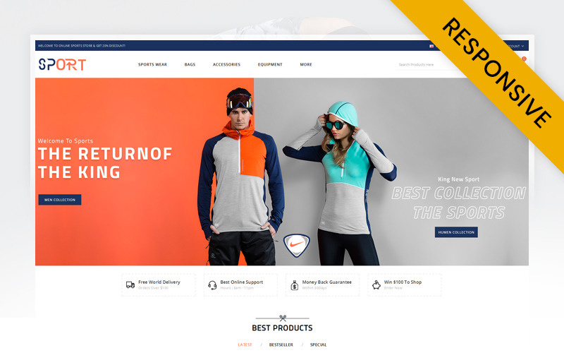 шаблон спортивного магазина opencart