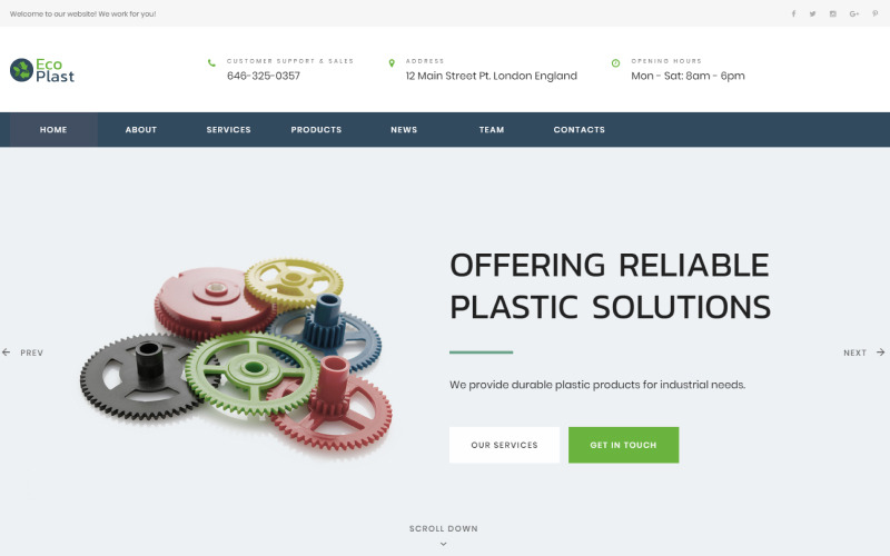 шаблон целевой страницы plastic solutions html5