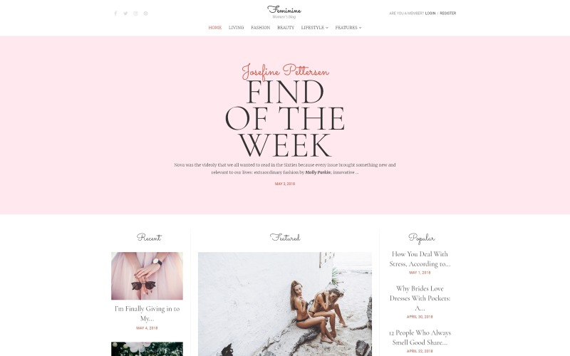 женский блог wordpress elementor theme