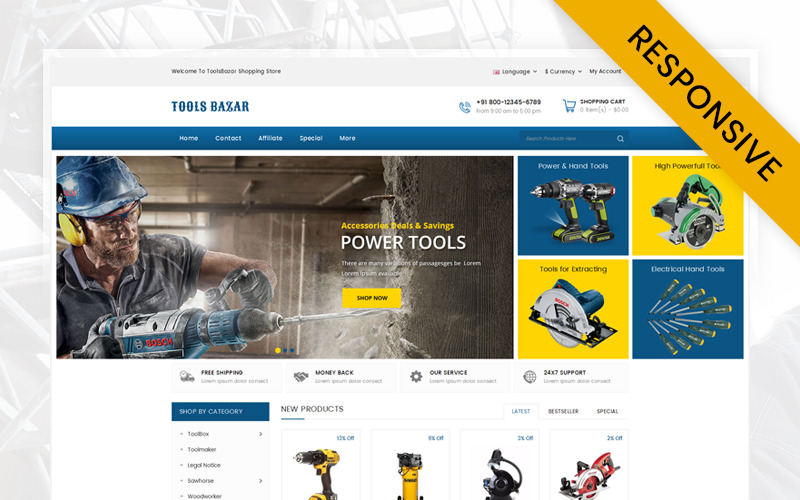 handtools store шаблон opencart
