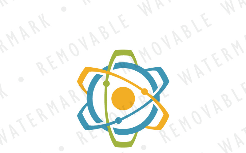 Download Шаблон логотипа "Cogwheel Atom Logo Template" / Cogwheel Atom Logo Template - Шаблон логотипа на тему графика atom science cogwheel energy quantum gear engine physics nuclear cog engineering research lab power technology logo design template media video
