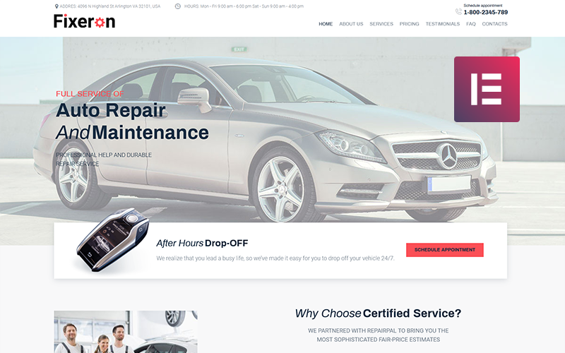 ремонт автомобилей wordpress elementor тема