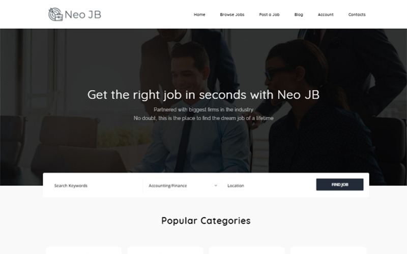 современная доска вакансий wordpress elementor theme