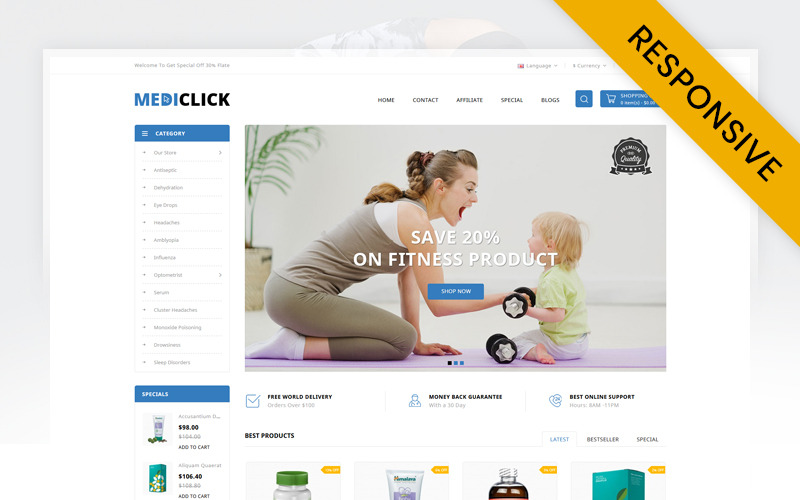 шаблон opencart магазина лекарств