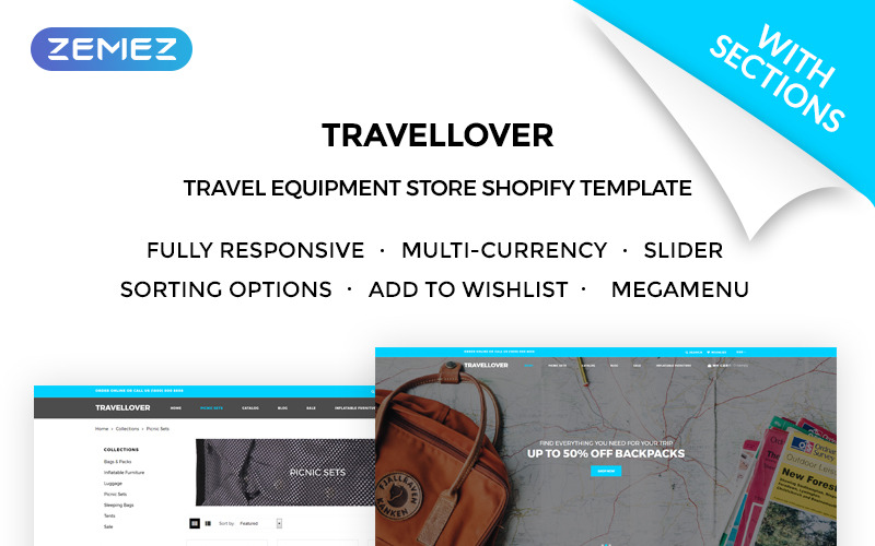 магазин туристического снаряжения shopify тема