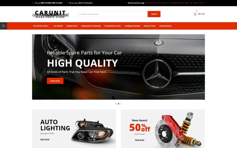 шаблон opencart запасных частей