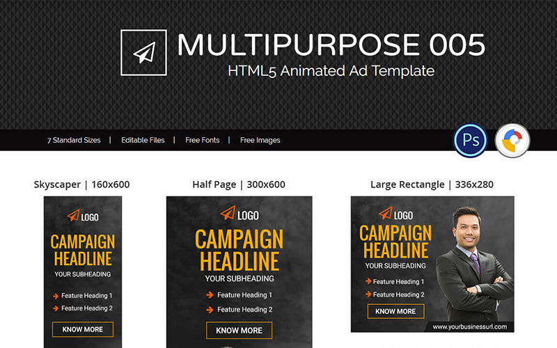 Download Animated Banner "Multipurpose Banner (MU005) Animated Banner" / Multipurpose Banner (MU005) Animated Banner - Animated Banner на тему графика business multipurpose multi-use template design corporate popular unique psd animated gwd google google-ads promotion marketing finance