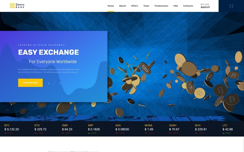 шаблон html целевой страницы биржи криптовалют