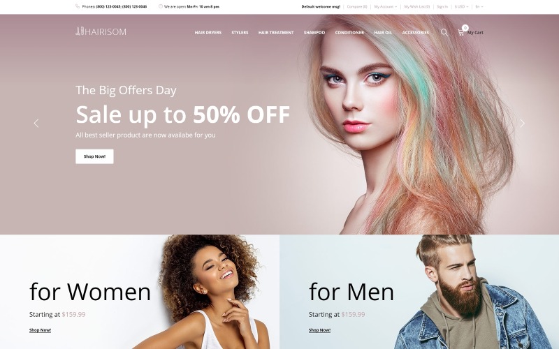 шаблон hairisom opencart