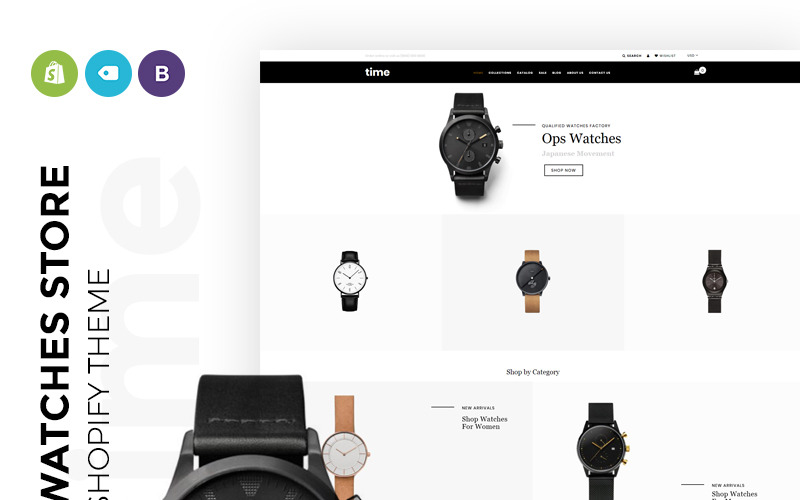 лаконичная тема магазина часов shopify