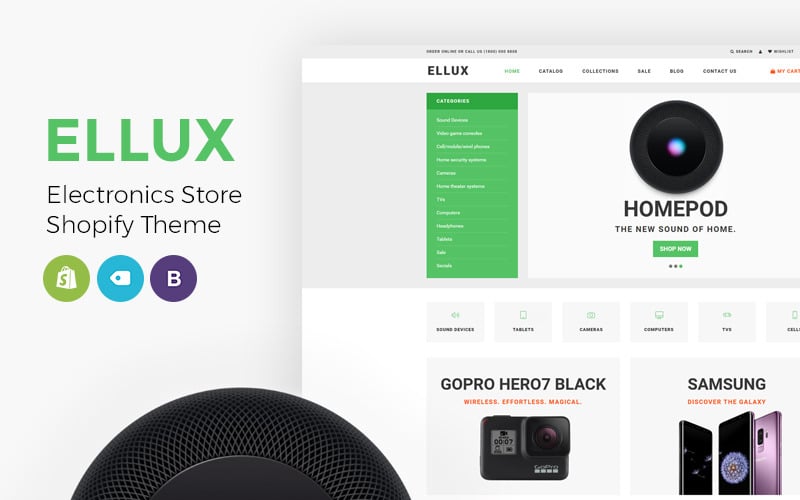 магазин электроники shopify тема