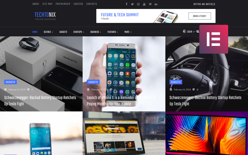 технический блог wordpress elementor theme