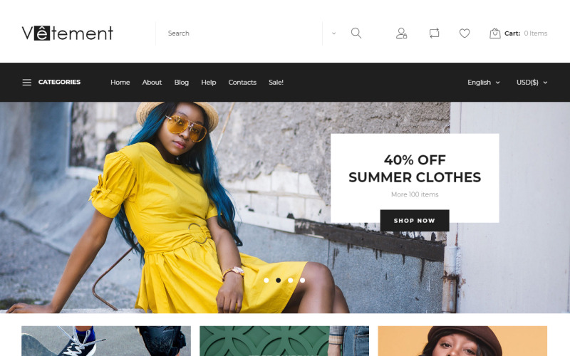 магазин одежды prestashop тема