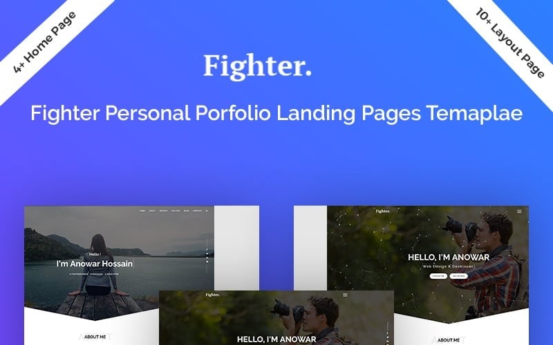 fighter personal portfolio html5 landing page template