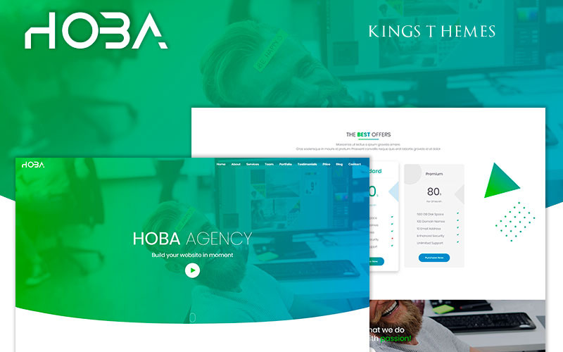 шаблон креативной целевой страницы агентства hoba