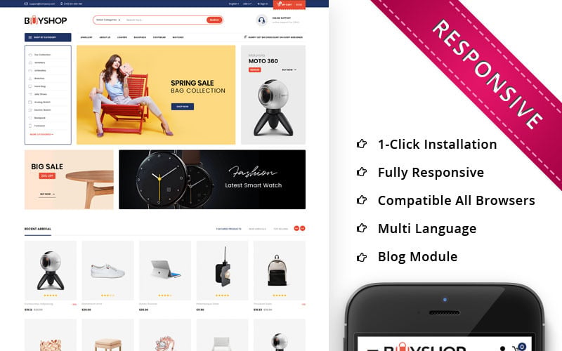 мега магазин отзывчивая тема prestashop