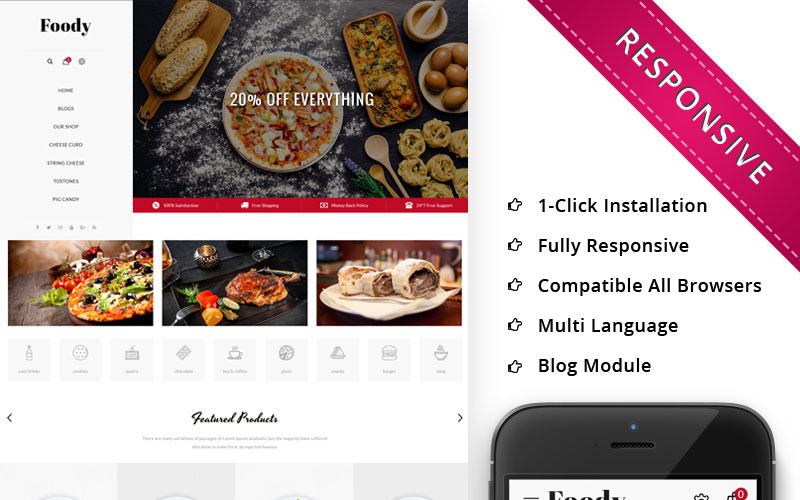 отзывчивый шаблон opencart магазина restraunt store