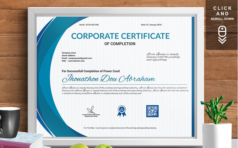 Download Шаблон сертификата "Corporate & Modern | Vol. 06 Certificate Template" / Corporate & Modern | Vol. 06 Certificate Template - Шаблон сертификата на тему графика certificate design template gift templates vintage psd word ms graduation achievement multipurpose training degree award of excellence appreciation recognition professional