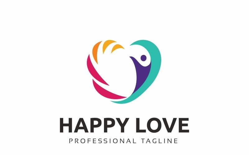 Download Шаблон логотипа "Happy Life Logo Template" / Happy Life Logo Template - Шаблон логотипа на тему графика abstract activity beauty chat connect dating family fitness happy health human life live love man medical meeting minimal minimalist people