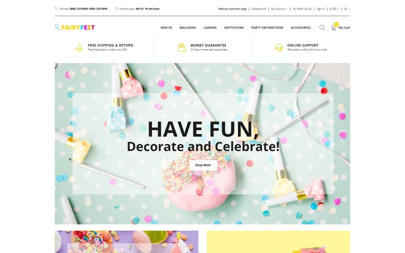 праздничный магазин современный шаблон opencart