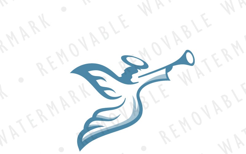 Download Шаблон логотипа "Angel with Trumpet Logo Template" / Angel with Trumpet Logo Template - Шаблон логотипа на тему графика music angel christian event messenger announcement judgment apocalyptic trumpet song melody logo design template charity church hope heaven harbinger divine
