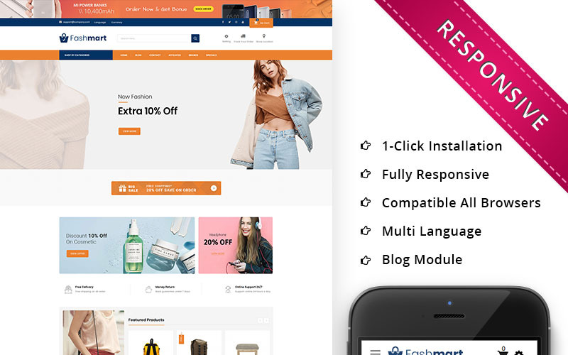 мега магазин отзывчивый шаблон opencart