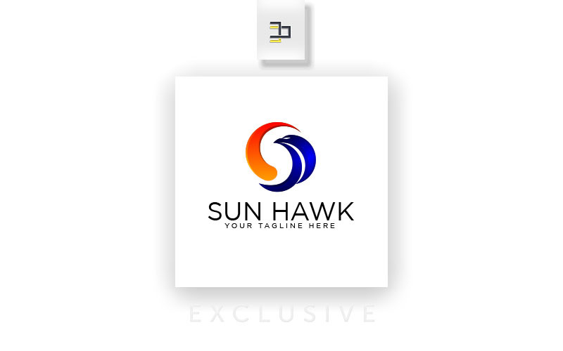 Download Шаблон логотипа "Sun Hawk" / Sun Hawk - Шаблон логотипа на тему графика sun,hawk,eagle,bird,finace,modern,services,business,cool