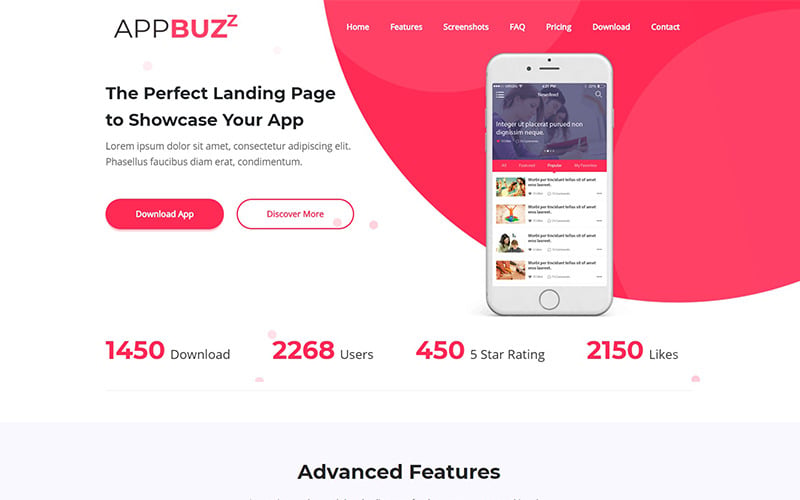 шаблон целевой страницы appbuzz