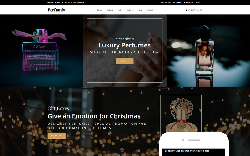 духи отзывчивая роскошная тема shopify