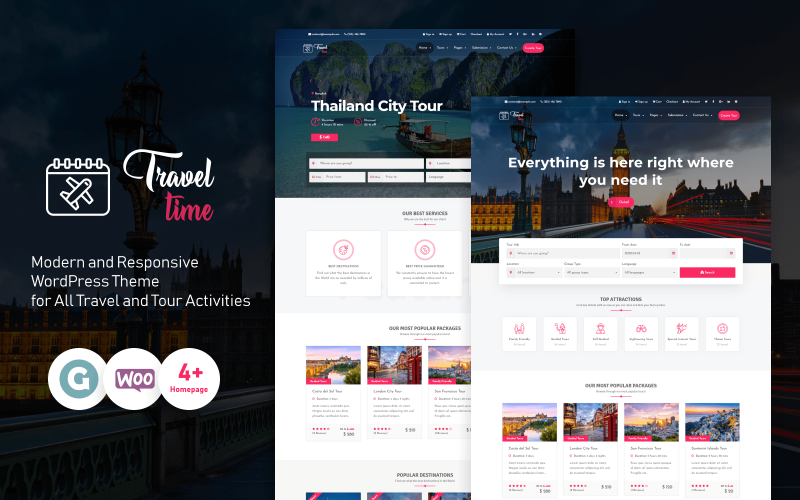 полная тема wordpress tour &amp; travel agency