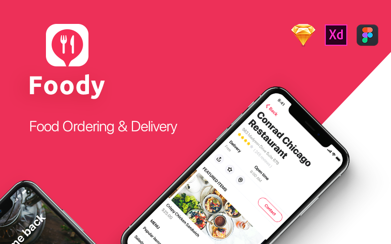Download UI элементы "Foody - Food App UI Elements" / Foody - Food App UI Elements - UI элементы на тему графика 