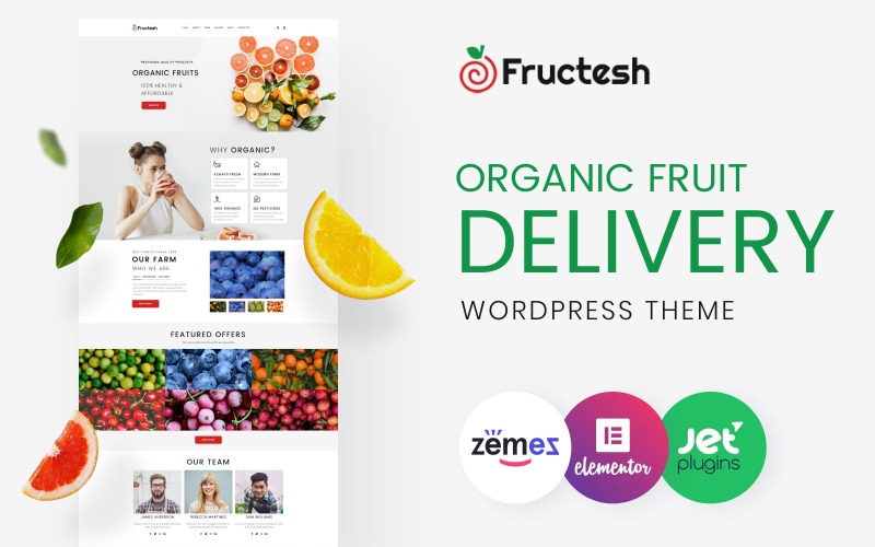 organic fruits delivery многофункциональная современная тема wordpress elementor
