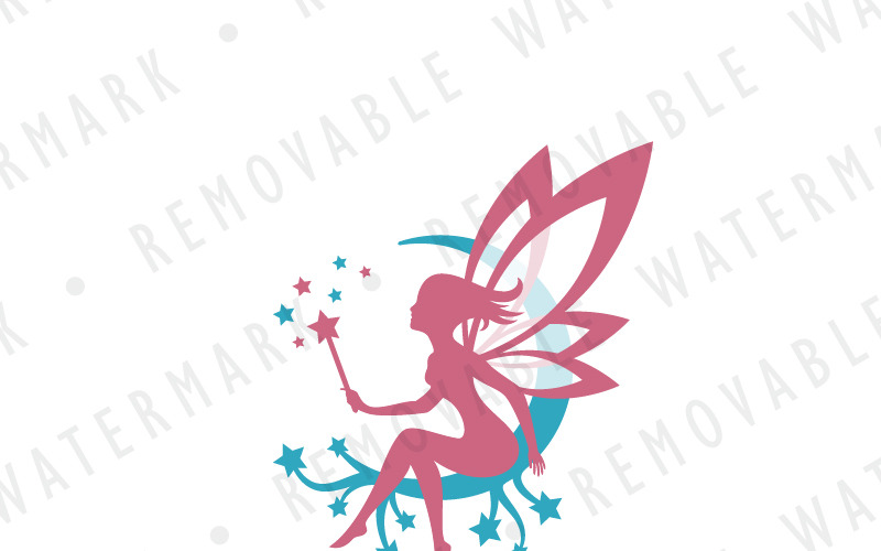 Download Шаблон логотипа "Magical Fairy Logo Template" / Magical Fairy Logo Template - Шаблон логотипа на тему графика fairy pixie magical moon crescent dream spirit beauty butterfly love fantasy logo design template cosmetics art night sleep spa decor