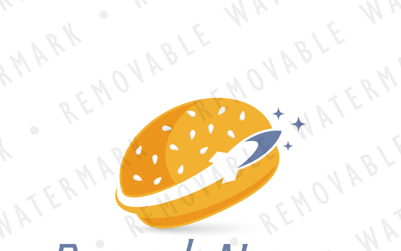 Download Шаблон логотипа "Rocket Burger Logo Template" / Rocket Burger Logo Template - Шаблон логотипа на тему графика food rocket burger eat fast speed space exploration creative retro bread roll planet restaurant bistro travel logo design template bakery